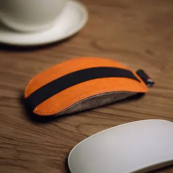 

PU Leather Felt Mouse Pouch Case Dust Cover Mice Storage Bag for Magic Mouse 2 D08B