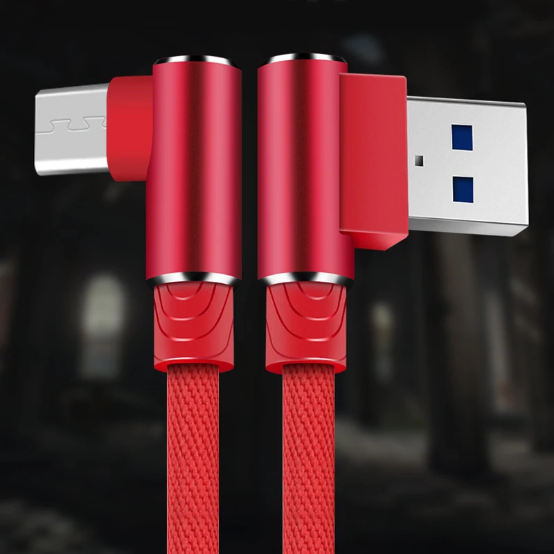 1M 2M 3M Data Micro USB Charger Android 90 degreen angle Cable for smartphone S5 S6 4
