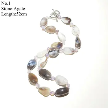 

LiiJi Unique Stocksale Gray Color Necklace Agates Crystal Lemon Jades Flourite Necklace Only 1PCS each stock Jewelry for Women