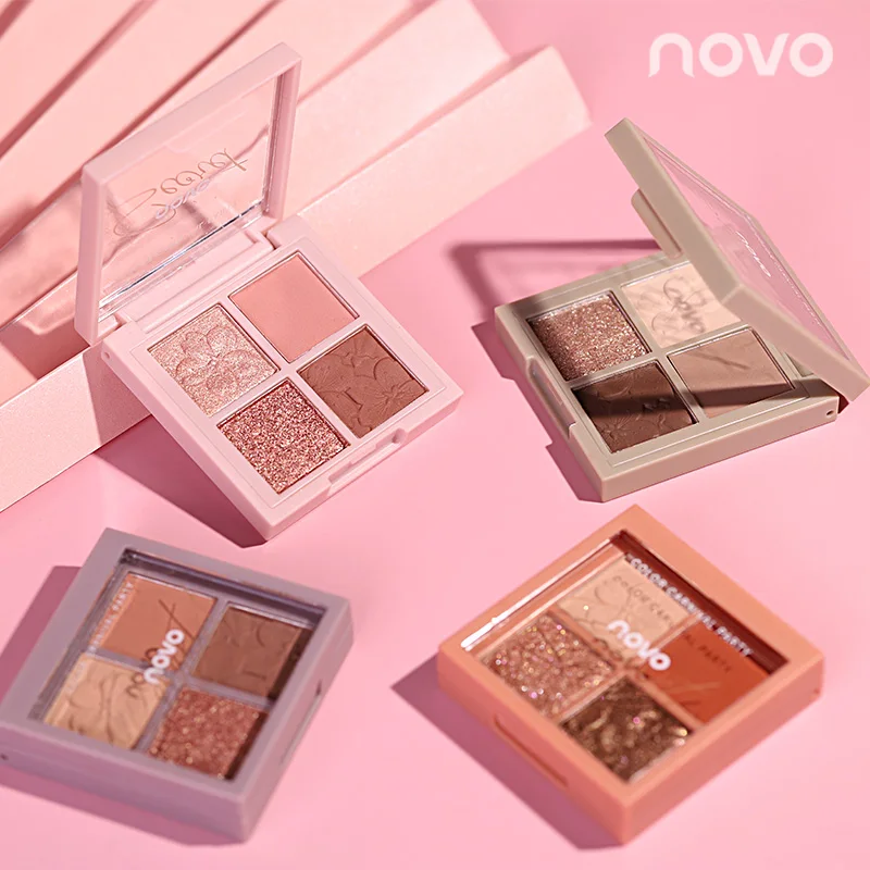 Novo Brand 4 Colors Eyeshadow Palette Matte Shimmer Glitter Nude Eyes Makeup Pigment Brighten Charming Eye Shadow Cosmetics Kit Novo Brand 4 Colors Eyeshadow Palette Matte Shimmer Glitter Nude Eyes Makeup Pigment Brighten Charming Eye Shadow Cosmetics Kit
