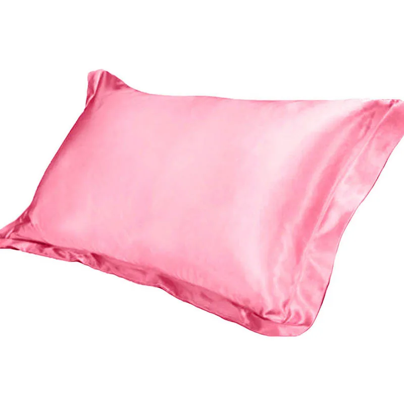1/2 шт атласный Шелковый мягкий чехол для подушки, черный Стандартный Полиэстер, современный однотонный чехол для подушки, гладкий домашний чехол для подушки 48x74 см - Цвет: pink