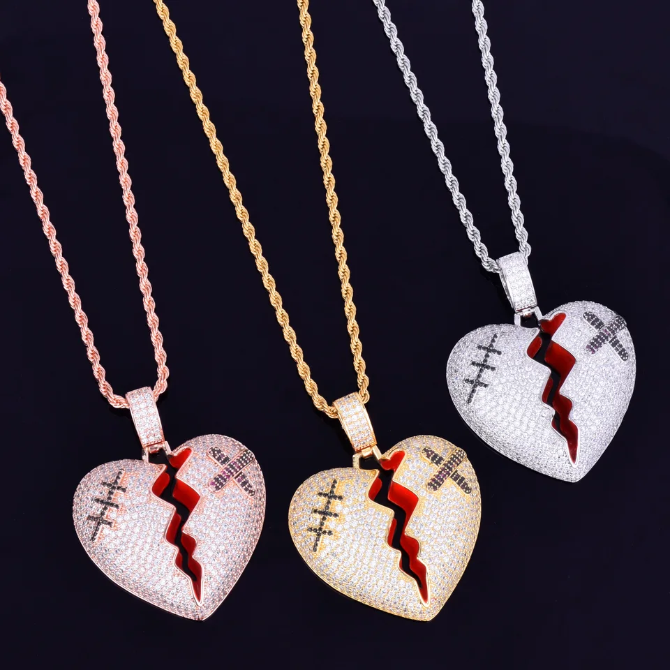 Broken Heart Necklace Pendant | Cubic Zircon Pendant
