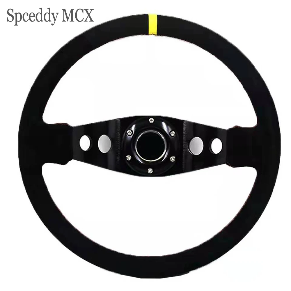 Рулевое колесо Spceddy MCX 14 дюймов (350 мм) универсальное рулевое из черной замши и кожи