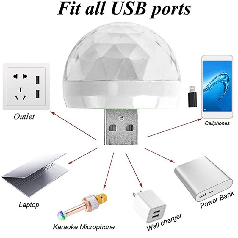 Красочный автомобиль атмосфера светильник светодиодный мини USB декоративные
