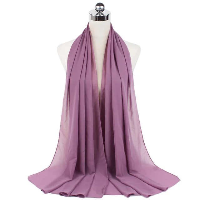 High Quality Good Stitching Stitch Plain Premium Heavy Chiffon Hijab Scarf Malaysian Women's Scarves Hijabs Long Shawl Shawls 61