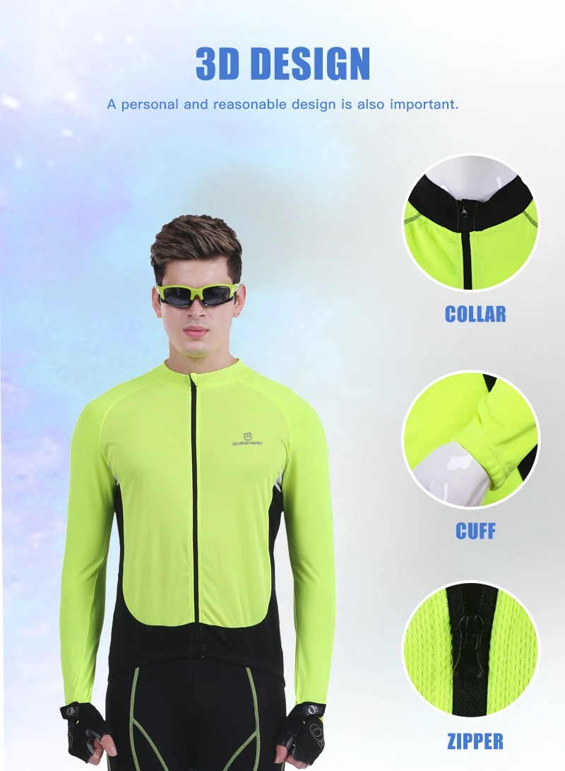 Queshark Мужская однотонная Влагоотводящая шоссейная велосипедная куртка с длинным рукавом велосипедная Джерси велосипедная одежда ветрозащитная