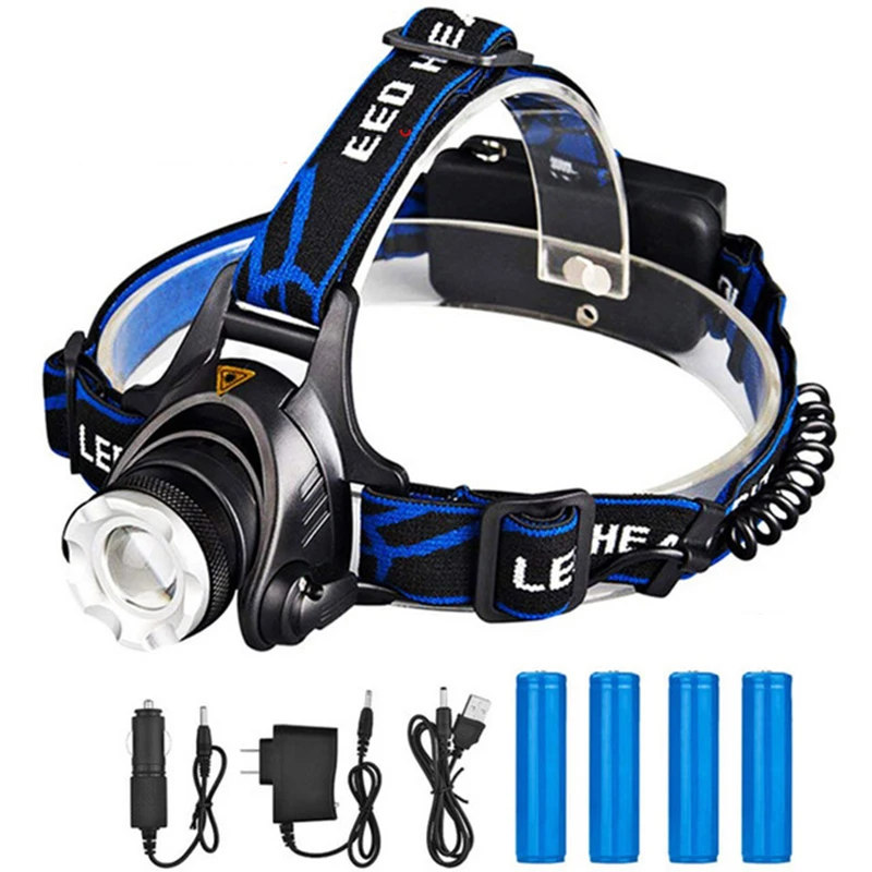 ZK20 Rechargeable Waterproof Flashlight Zoomable 3 Modes LED Head Lamp Work Helmet Flash Light Torch | Лампы и освещение