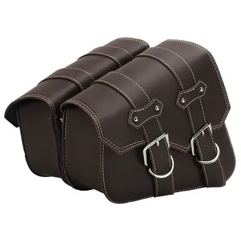 

2Pcs New Motorcycle Leather Right left Side Saddle Bags Double buckle Tool Luggage For Davidson Softail XL Sportster XL883 1200