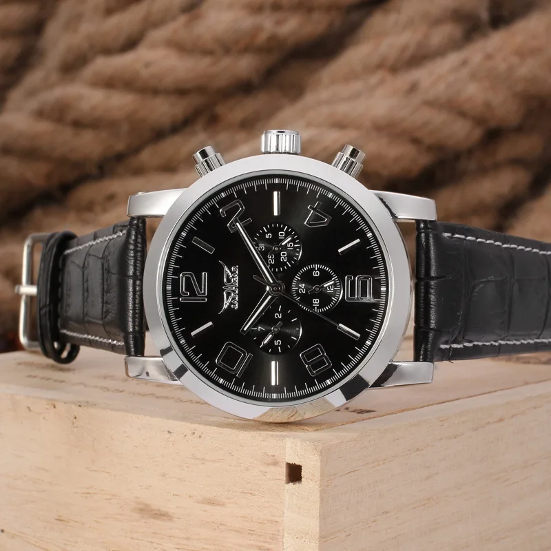 

2017 Jaragar Fashion Hollow out Analog Watch Genuine Leather Automatic Analog Watch