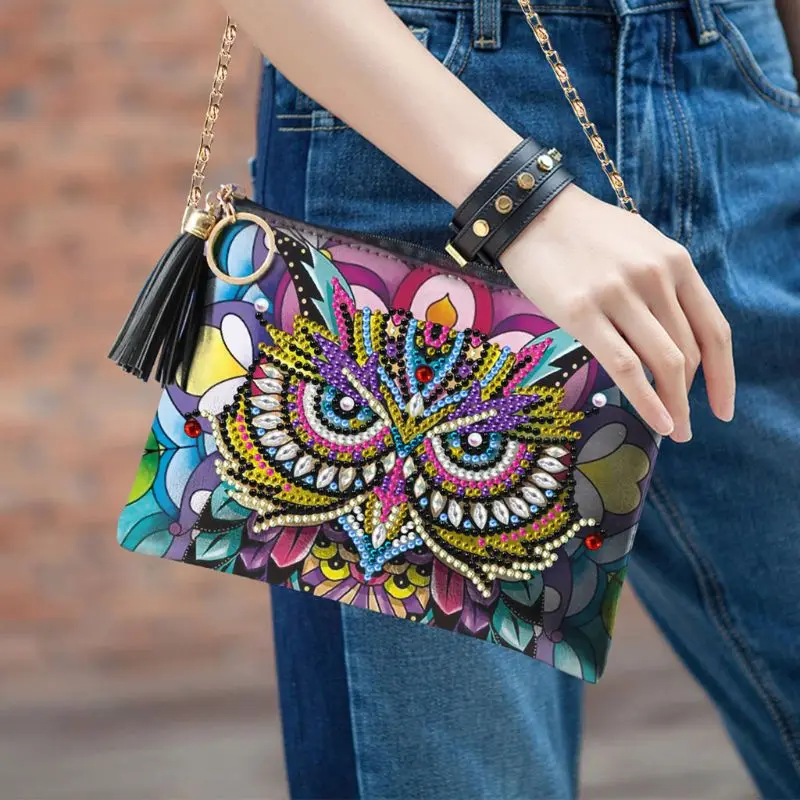 

Women Leather Rhinestone Painting Cover Shoulder Lady Crossbody Bag Tote Messeng 517D