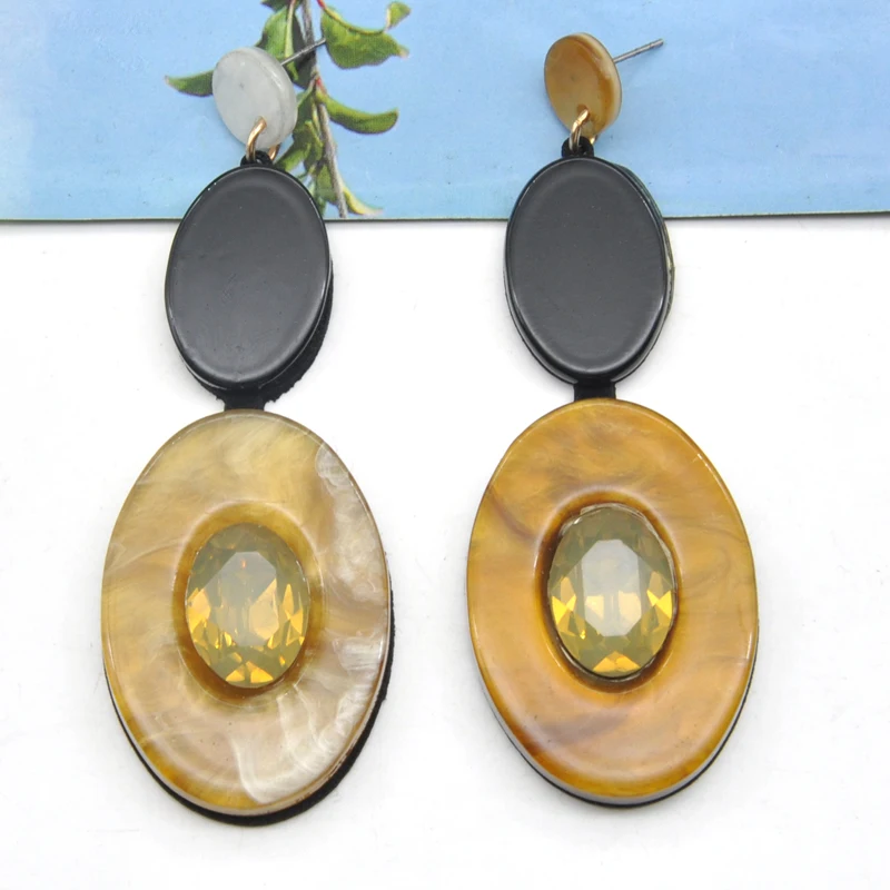 Acrylic Crystal Leather Material Stud Earrings For Women Handmade Ear Jewelry | Украшения и аксессуары