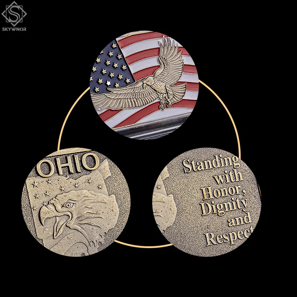 5PCS USA Military Challenge Ohio Patriot Guard Standing with Honor Dignity Coin 