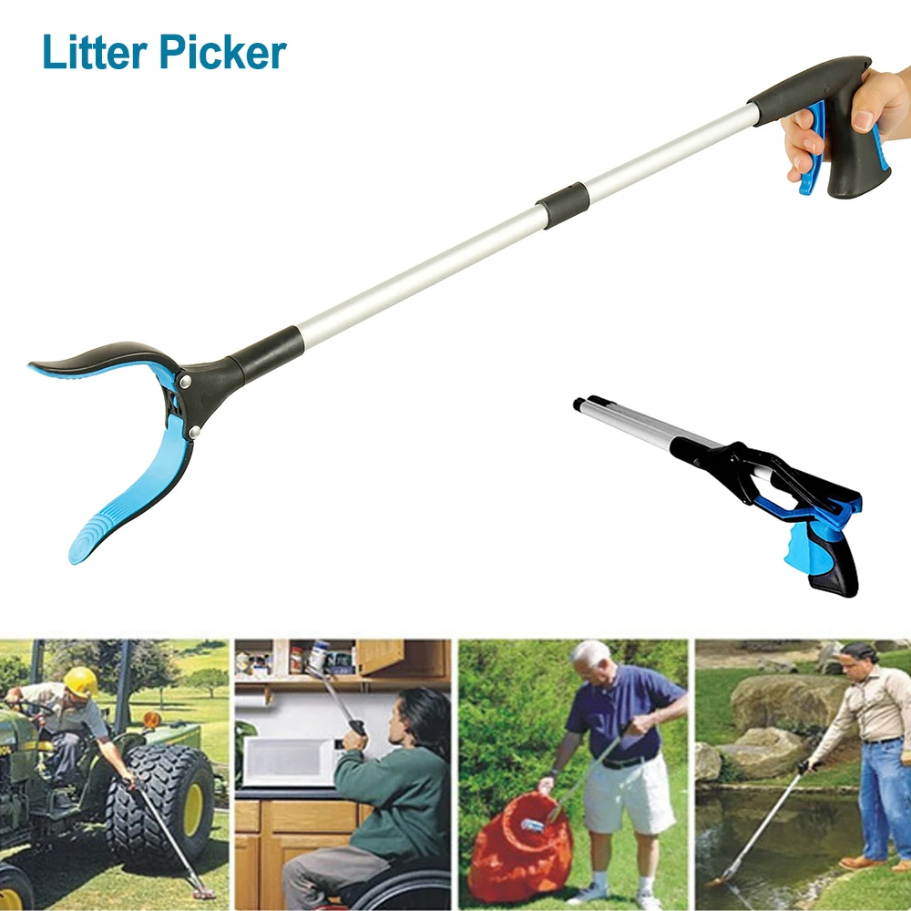 Pince Ramasse-déchets Pliable 33 Pouces - Outil Grappin Bleu