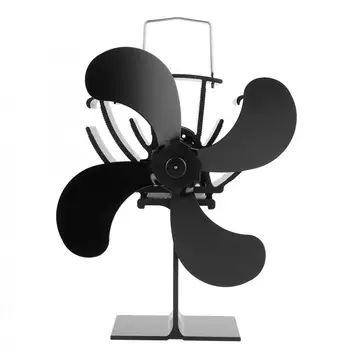 

4 Black Blades Eco-friendly Fireplace Heat Fan Heat Powered Stove Fan Durable In Use