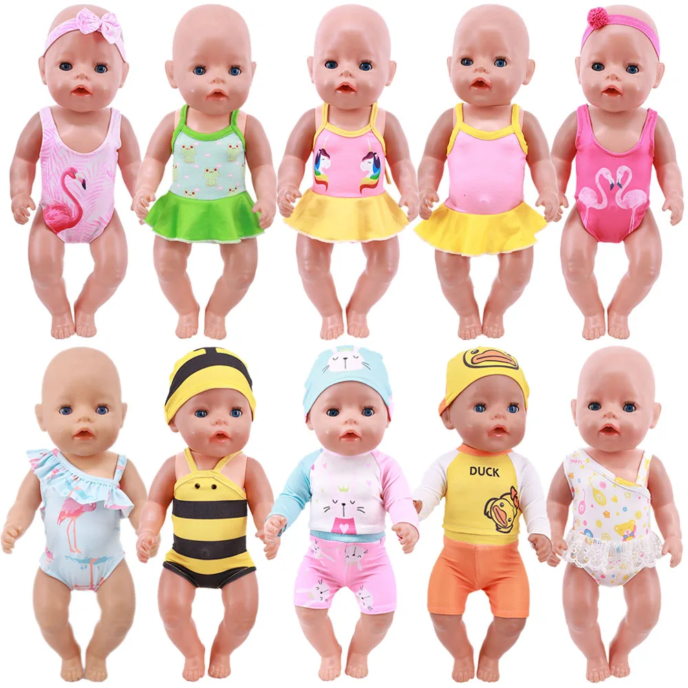 43Cm New Born Baby Doll Clothes Flamingo Unicorn Frog Costumi Da Bagno Dress Fit 18 Pollici American & 43Cm Baby New Born Doll Girl'S Toy