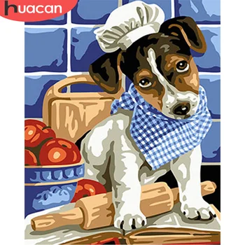 

HUACAN DIY Pictures By Number Dog Kits Painting By Numbers Animal Hand Painted Picture Art Drawing On Canvas Gift Home Decor