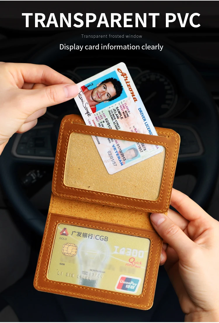 carteira masculina de couro carteira com espaço para cartão de moeda documentos automáticos
