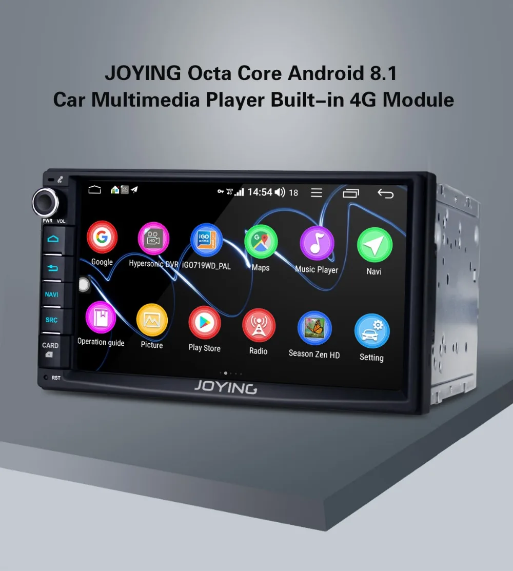 Sale JOYING double din 7 inch Car Radio Android 8.1 Octa Core built in DSP&4G HD Fast Boot Universal head unit GPS map with free DVR 9