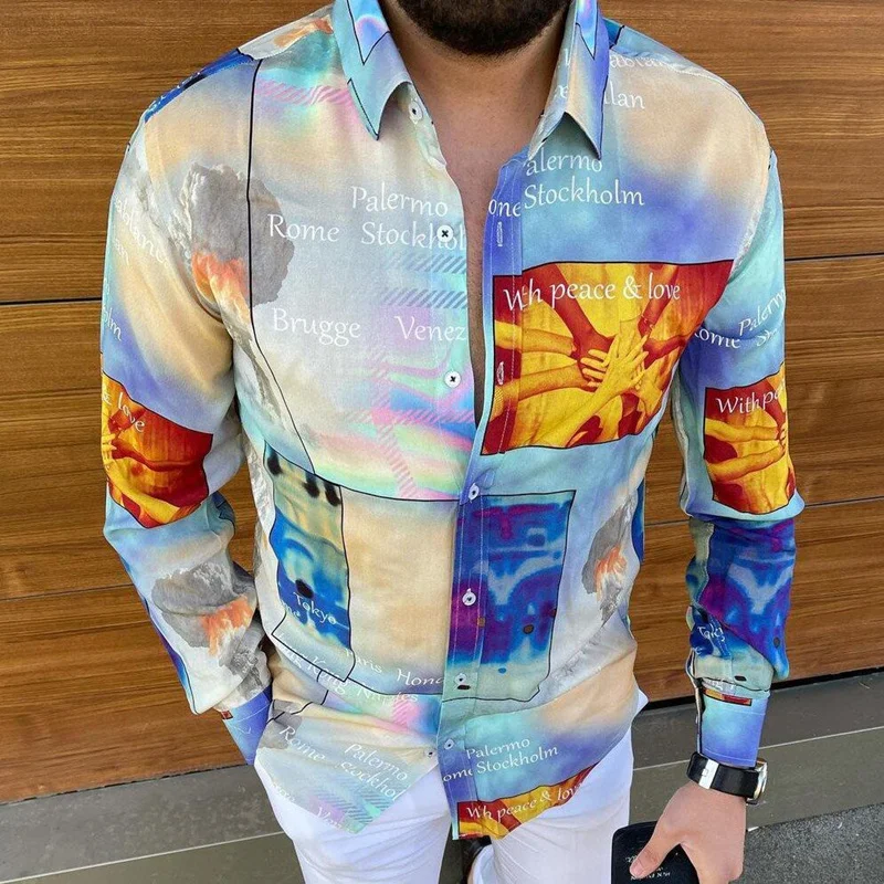 Casual Men Slim Fit Print Party Club Shirt Luxury Brand Printed Shirt 2021 Spring and Autumn Men Fashion Trend Long Sleeve Shirt Casual Men Slim Fit Print Party Club Shirt Luxury Brand Printed Shirt 2021 Spring and Autumn Men Fashion Trend Long Sleeve Shirt