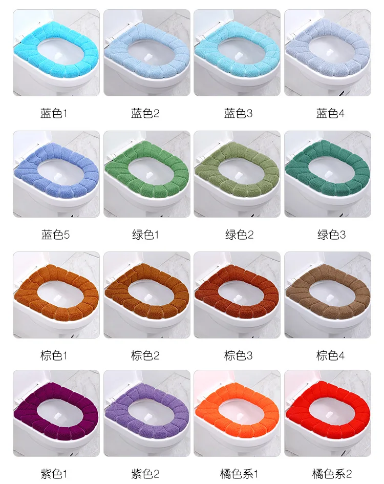 Thickened knitting universal O-type toilet mat soft pumpkin pattern toilet cover cushion warm cushion in winter
