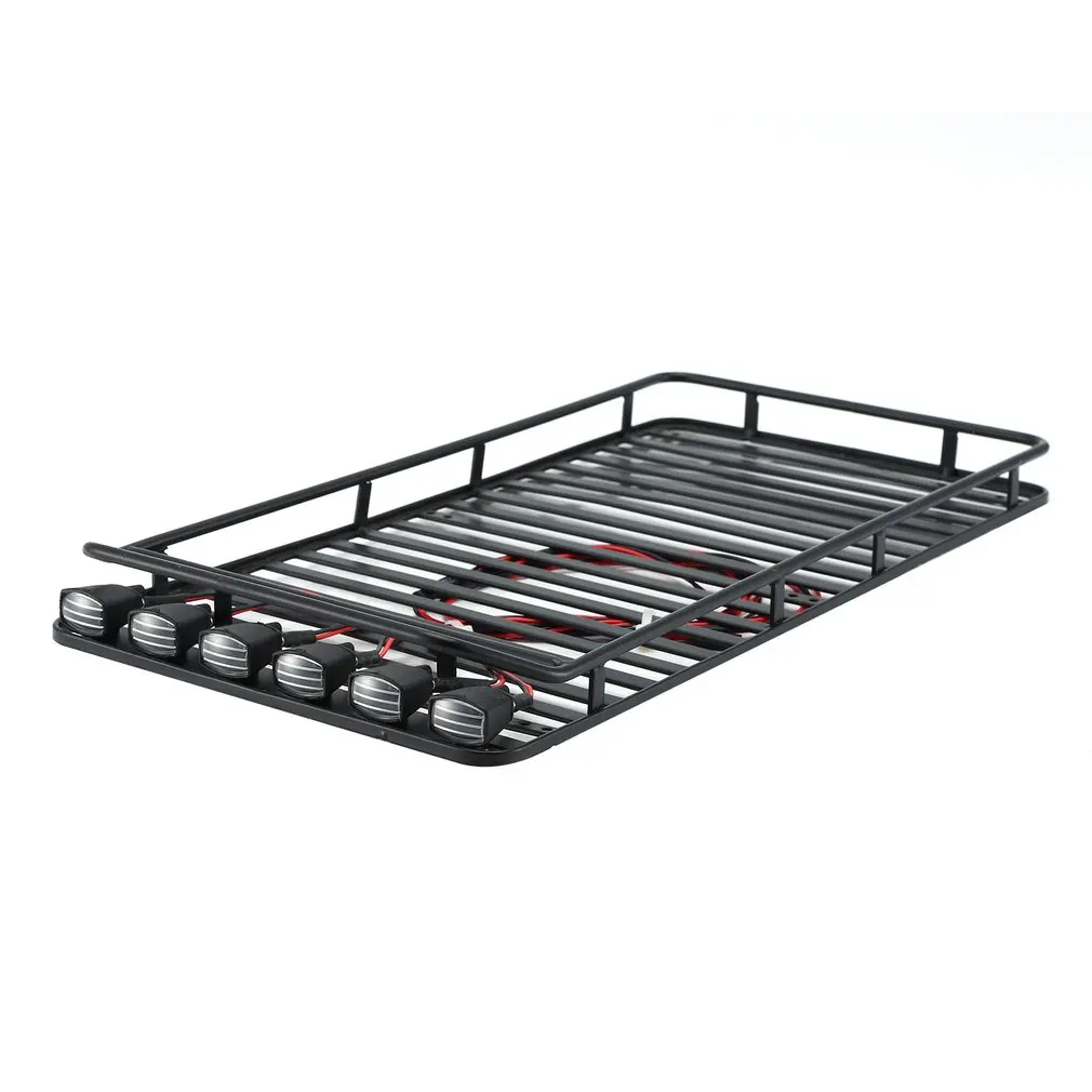 1/10RC Metal Roof Rack Luggage & 4 Led Lights Holder Bar For RC8WD Cralwer Gelande II Defender D110 Large Size
