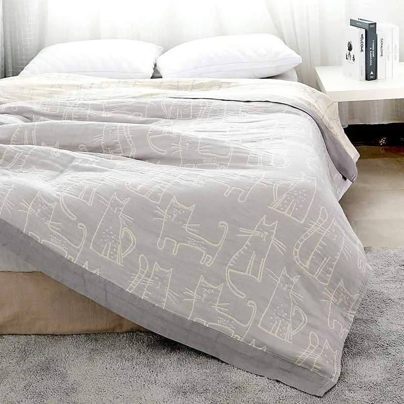 Четырехслойное Марлевое домашнее одеяло утолщенное бамбуковое стеганое одеяло Сиеста, Клетчатое одеяло для отдыха в офисе
