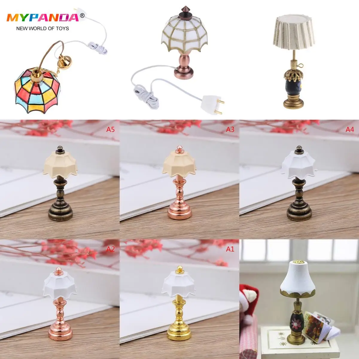 1:12 Scale Dollhouse Miniature Accessory Table Lamp Light Toys Decoration 