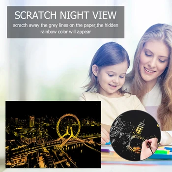 

Scratch Art Paper Card Painting Coloring Creative Magic Drawing Postcard Creative Magic Painting Stick Set Toys