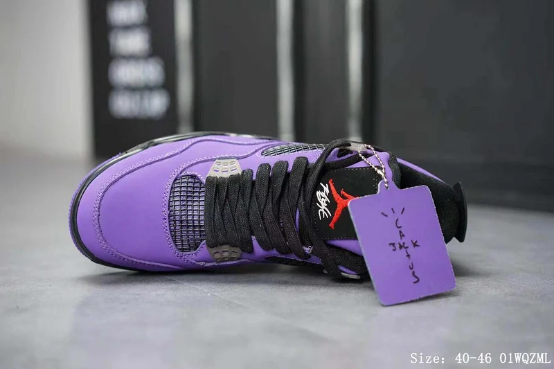 Классический Стиль jordan 4 Ретро Мужские Баскетбольные Кроссовки AJ 4 фиолетовая спортивная обувь 308497-142