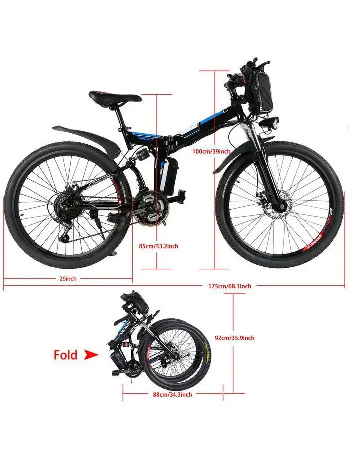 Top Electric Bike  Bicycle Mountain Bike Full Suspension Alluminium Folding Frame 27 Speed  Mechanic Brake 26 "Wheel 5