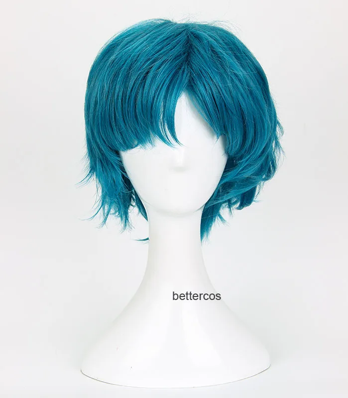 

Sailor Moon Sailor Mercury Mizuno Ami Cosplay Wigs Short Styled Cyan Blue Color Heat Resistant Synthetic Hair Wig + Wig Cap