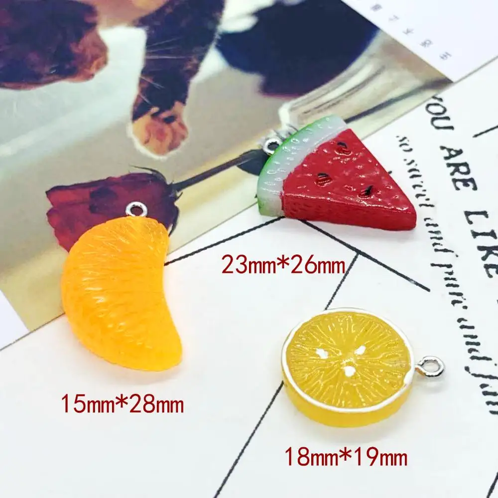 12 шт. милые Подвески из каучука с плоской задней стороной арбуз оранжевый кусочек