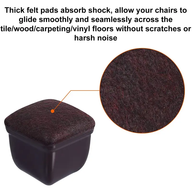16PCS Transparent Table Chair Leg Protectors Caps Round Square for Furniture Foot Legs Cover Floor Protector with Felt Bottom - Image 4