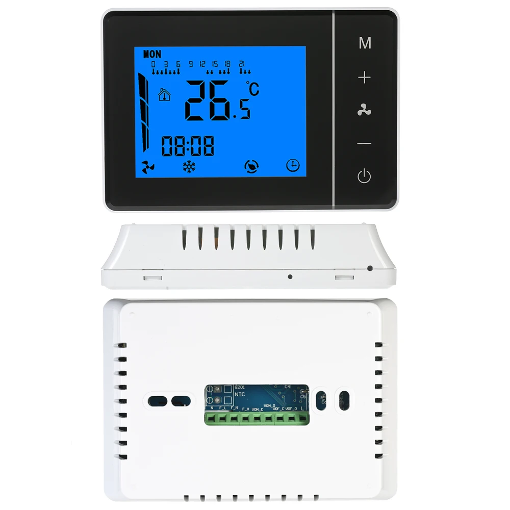 Air Conditioner 2-pipe 4-pipe Thermostat with LCD Display Touch Screen Programmable Room Temperature Controller 2 Color Optional