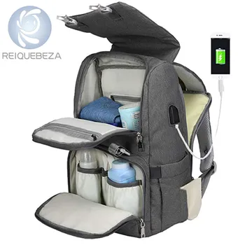 

4 Colors Diaper Bag Backpack for Mom & Dad USB Waterproof Baby Bags Large Capacity Maternity Baby Nappy Nursing Bags