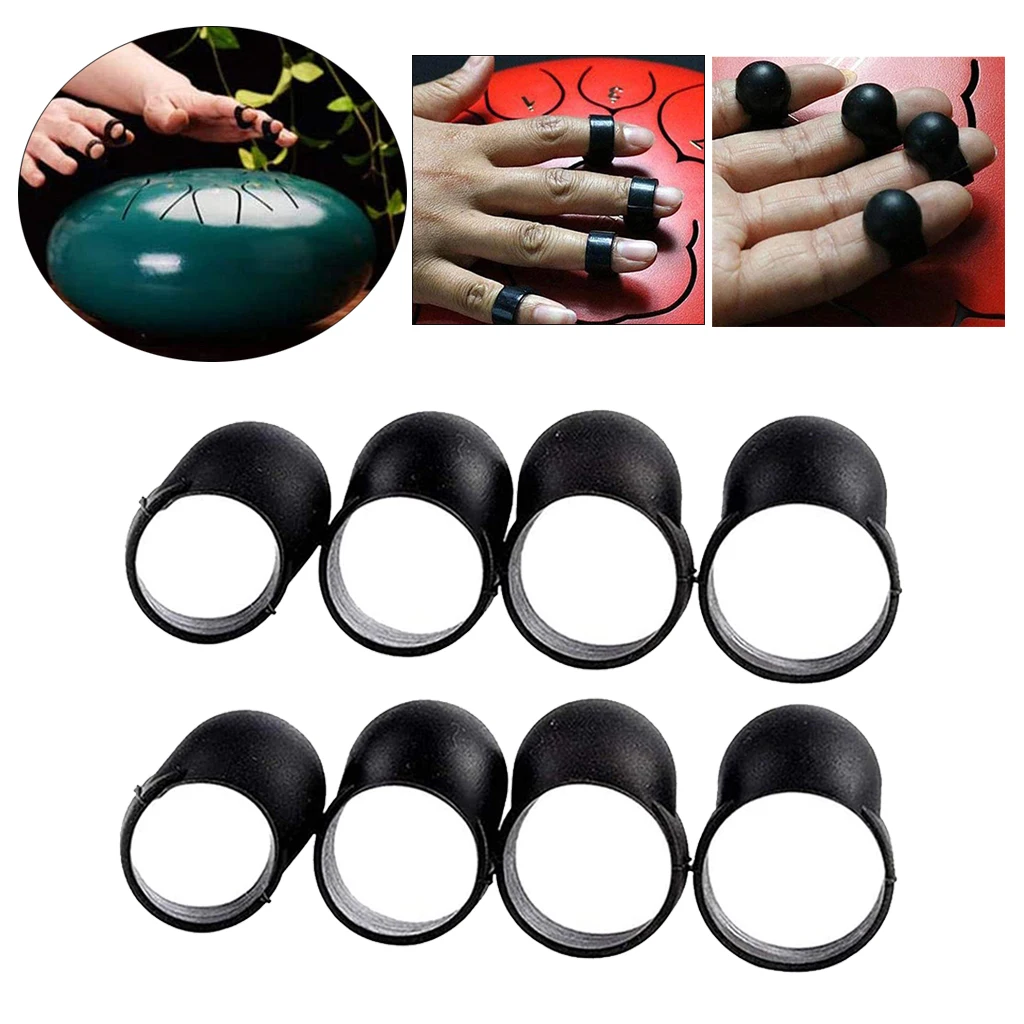Tongue Drum Steel Tongue Drum Finger Picks Black Knocking Finger Sleeves 8pcs