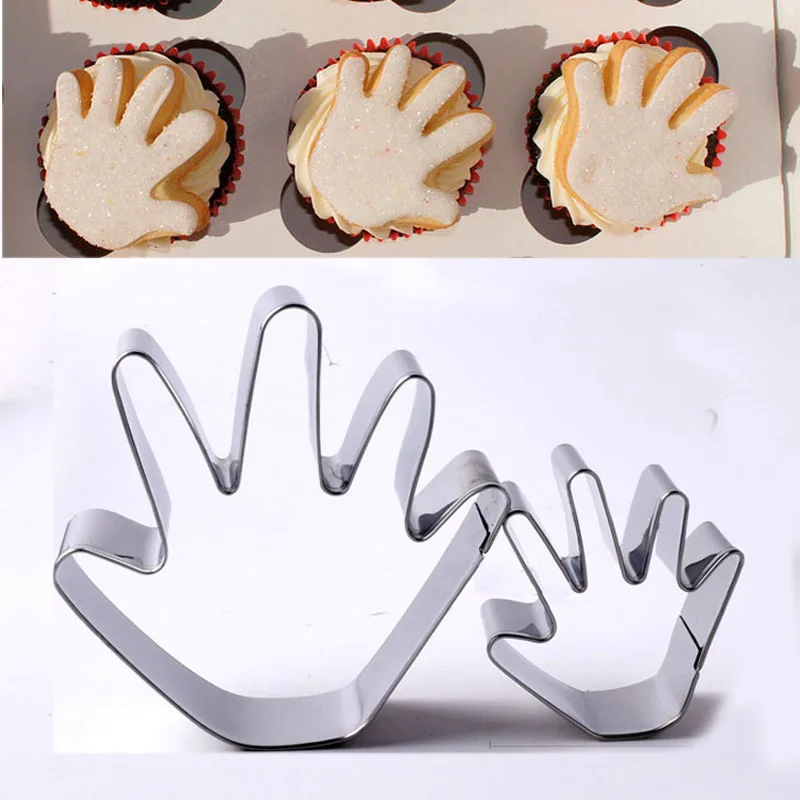 2pcs patisserie Home Decoration Hand Palm Stainless Steel Cookie Cutter Metal Biscuit Mould Fondant Cake Decor Tool Pastry Shop