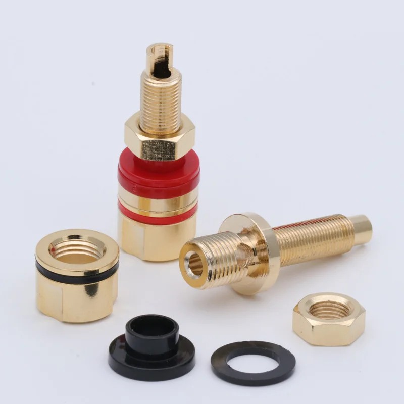 Banana Plug Connector 2PCS Gold-plated Binding Post Banana Socket 4mm Amplifier Speaker Terminals Non-magnetic