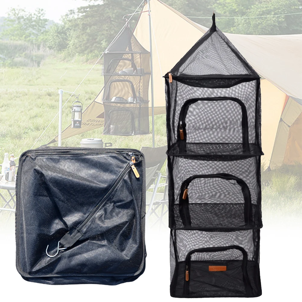 

4 Tier Meal Protection Clothes Storage Barbecue Camping Outdoor Repel Dry Net Bugs Hanging Food Screen Foldable Organizer Picnic