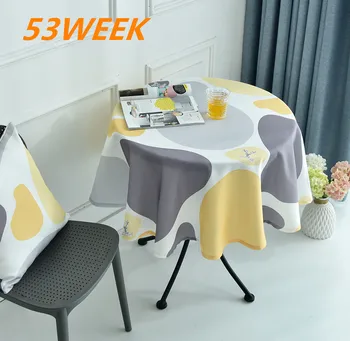 

Nordic style round long tablecloth simple waterproof and oilproof restaurant hotel home round dining table tablecloth printing