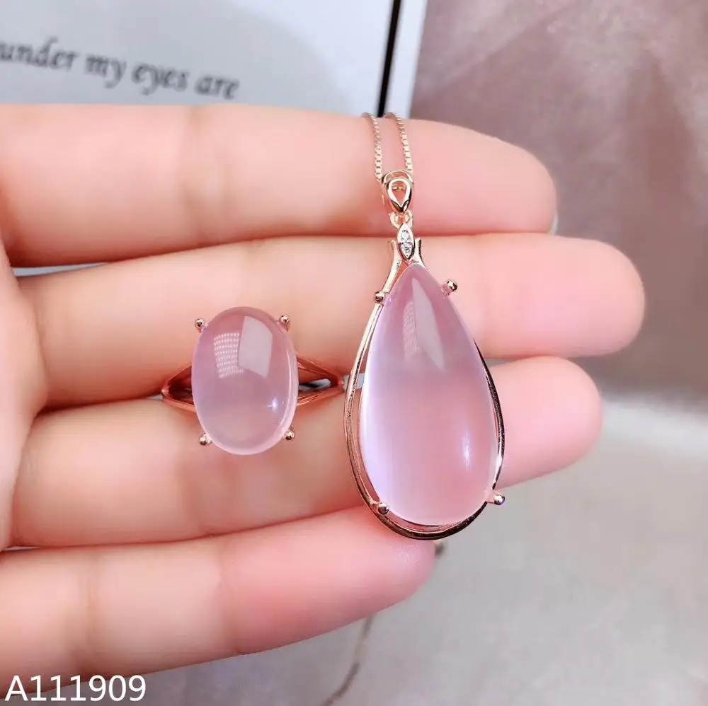 Muslimboutique Jewelry 925 Sterling Silver Intarsiato Natural Ross Quartz Female Suit Support Detection Exquisite