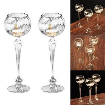 

Decor Glass Candle Holder Goblet Flower Cocktail party wedding party glass candlestick high-grade candlestick lighting Hot
