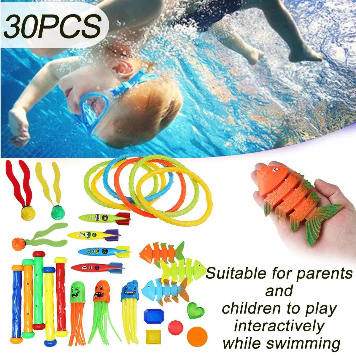 Летние игрушки для плавания в бассейне, подводные палочки для дайвинга, пляжные игрушки, водные виды спорта, игры, игрушки для детей, кольца