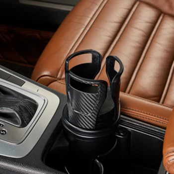 

Center Car Dual Cup Holder Carbon Fiber Look Auto Adjustable Universal Rubber