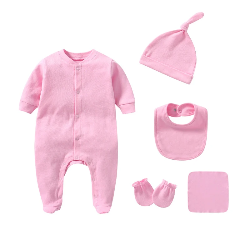 

Bodysuit For Baby Girls Clothes Bodysuits For Infants Long Sleeve Triangle Harness Hat Bibs Hand Foot Winter Overalls For Girls