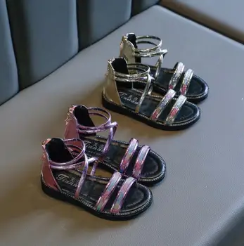 

Fashion Sequins Prinses Beach Sandals Summer Big Kids Shoes For Girls Sandals Children'S Rome Sandals 3-12 Year Old