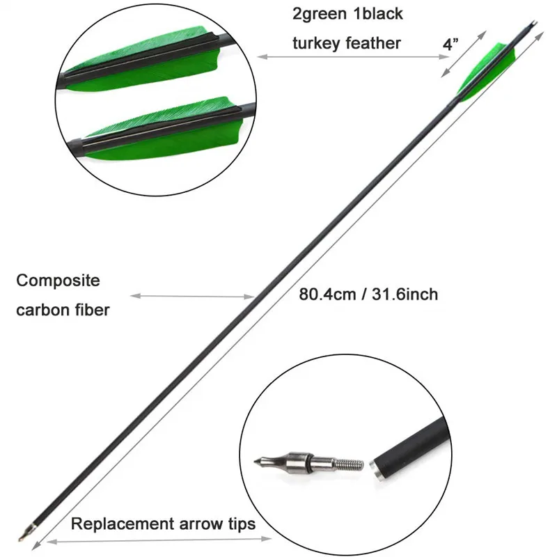 12 шт. 3" карбоновые стрелы для стрельбы из лука позвоночника 500 4" турецкие перья советы по пунктам охотничьи стрелы для охоты на открытом воздухе Аксессуары для стрельбы