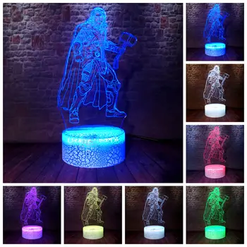 

Flash Model 3D Illusion LED Desk Nightlight Colorful Changing Light Marvel Superhero Figuras Thor Figure Toys