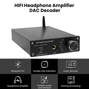 

FX-Audio HiFi DAC 24Bit/192K HzDecoder Digital-to-analog Bluetooth 5.0 Stereo Audio Headphone Amplifier Super HD Optical Coaxial