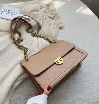 

Elegant Female Plaid Tote Bag 2020 Fashion New High Quality Leather Women's Designer Handbag Lock Chain Shoulder Messenger Bag
